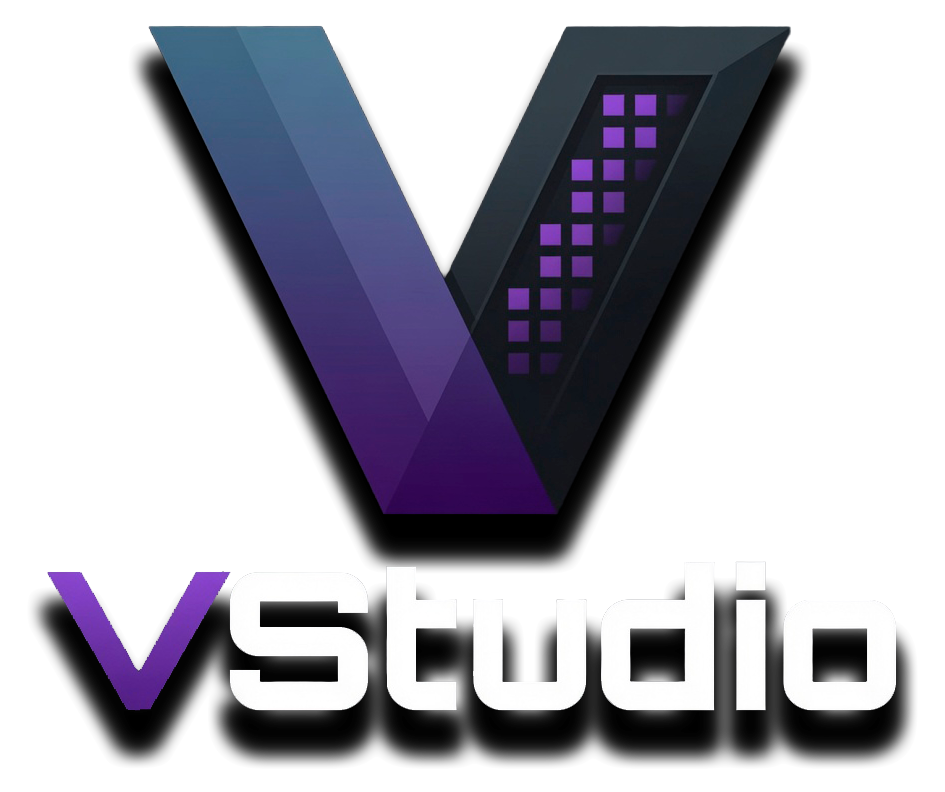 VStudio logo with glow